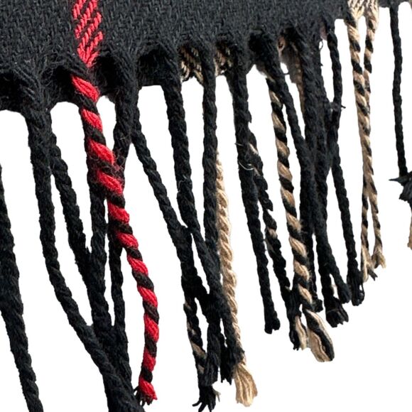 Nouveaux Plaid Maxi Skirt Womens Sz 14 Black Red Fringed Hem Fall Grunge Preppy - Picture 4 of 12